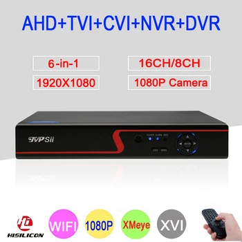 

1080P Surveillance Camera Red Panel Hi3531A 16CH/8CH XMeye 6 in 1 WIFI Coaxial Hybrid Onvif NVR TVI AHD CCTV DVR Free Shipping