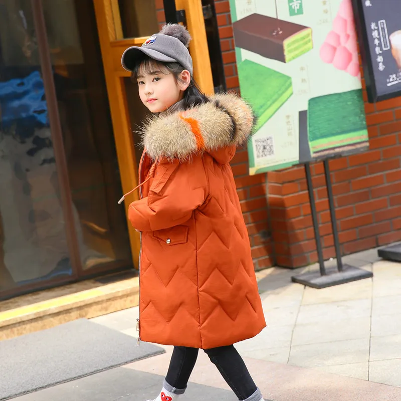 

Children Down Jacket Girls Winter Fur Coats 2018 New Kids Long Coat Girl Overcoat
