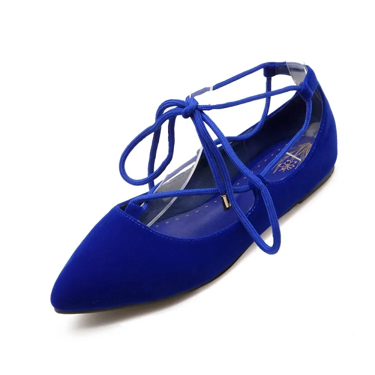Обувь на толстой подошве, Новое поступление г., средний размер(m), 0-3 см, большие размеры 34-51, новые женские балетные туфли с острым носком, E1277 - Цвет: Синий