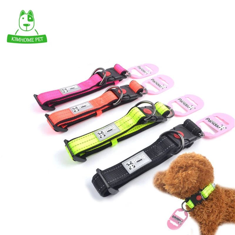 

Black Red Green Orange Nylon Reflective Padded Dog Collars for Small Dogs S M L XL