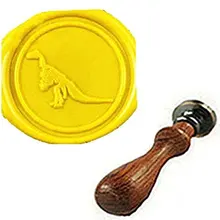 Винтаж милый динозавр индивидуальный логотип свадебные приглашения Воск уплотнительное штамп палисандр ручки комплект