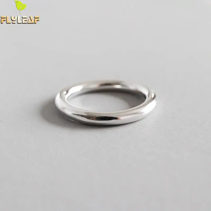 

Flyleaf 925 Sterling Silver Smooth Circle Rings For Women INS Simple Style Fashion Jewelry