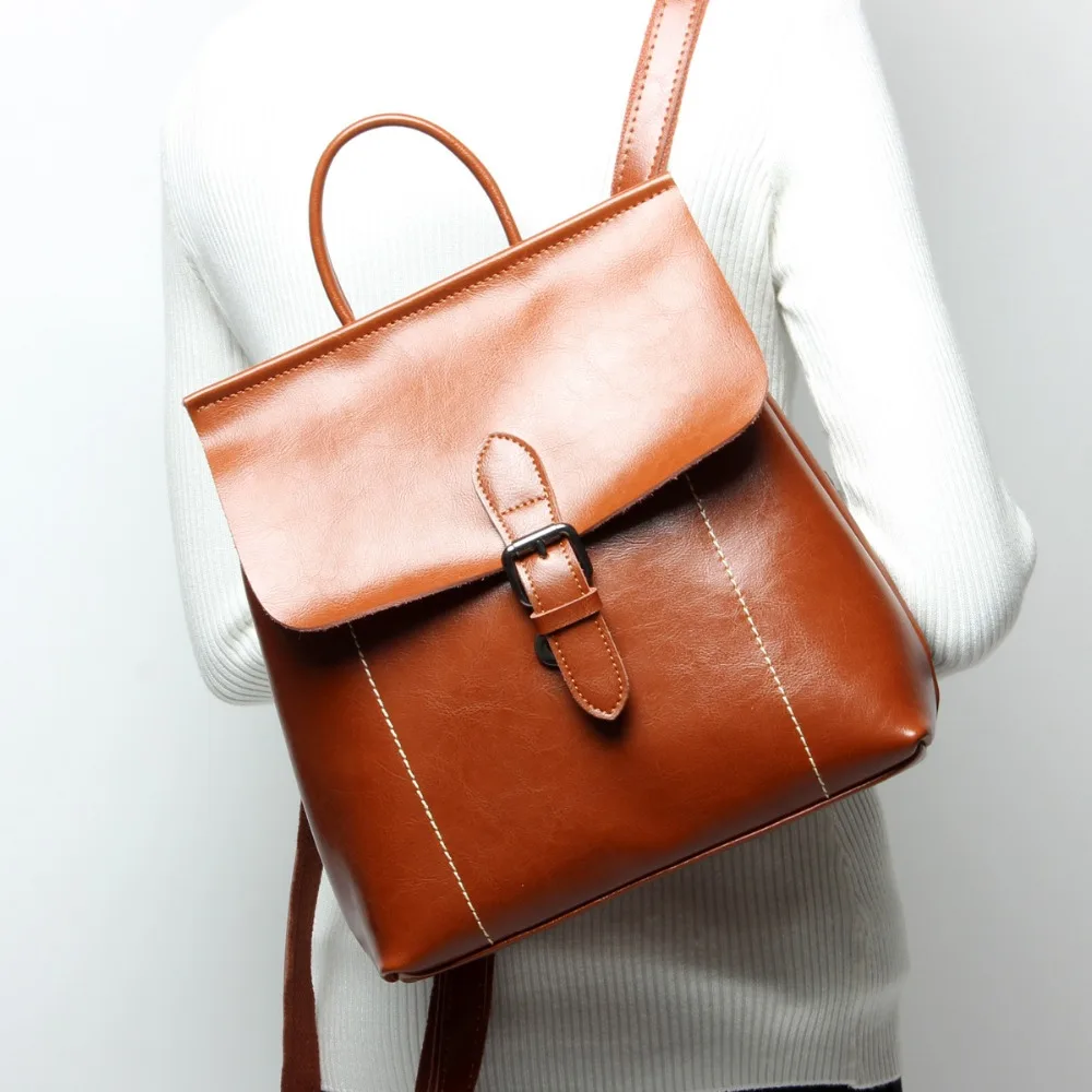 Version Tendance blue ca Black Sac Taille D'huile À Cuir Mme Cire Zippée Coréenne En Dos brown Mode Boucle Grand Multifonctionnel La burgundy De dwHv6SUqR