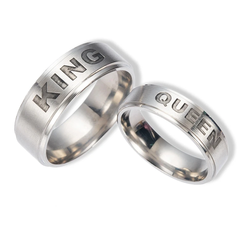 Gaxybb Hot Stainless Steel Rings Lover design from YOUR QUEEN and YOUR KING couple rings for lovers gifts
