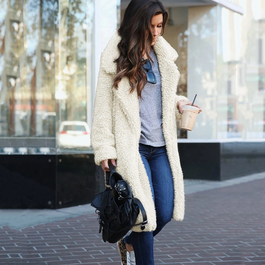 Plus Size Women Faux Fur Coat Fluffy 2018 Winter Faux Teddy Coats Long Fur Jacket Overcoat Thick Warm Jacket Outwear Streetwear
