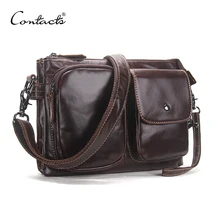 CONTACT'S Мужская большая вместительная дорожная сумка из натуральной кожи от бренда в винтажном стиле
