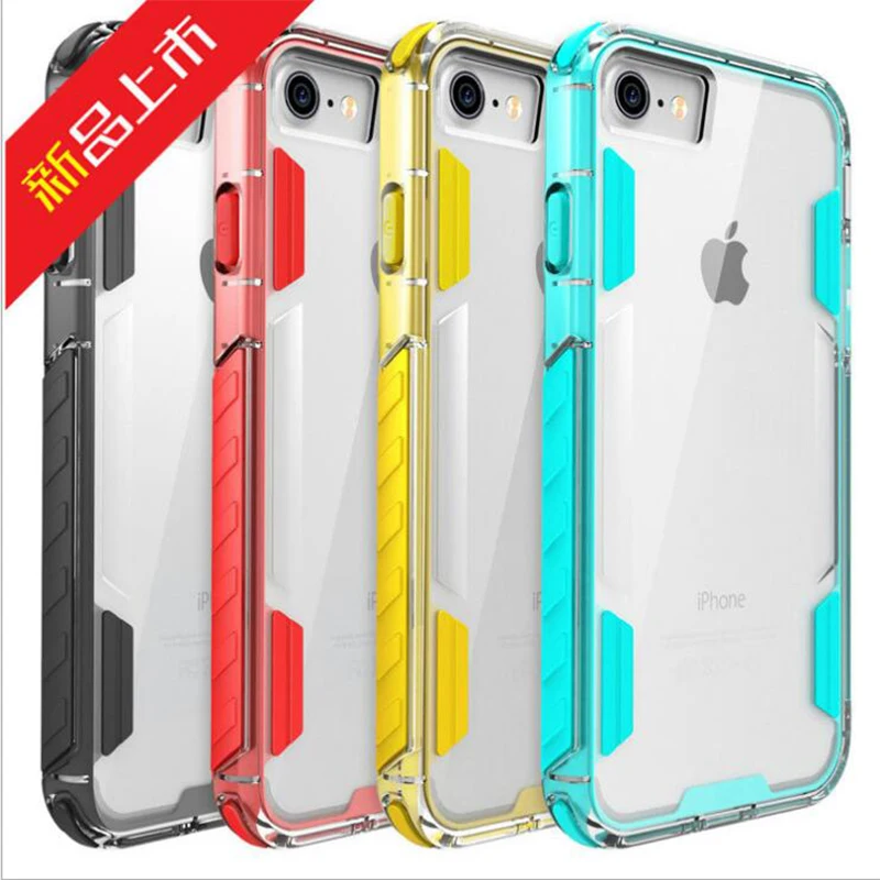 

For iPhone 7/8/X 8 Plus Shockproof Soft PC+TPU Hybrid Clear Case Slim Cover