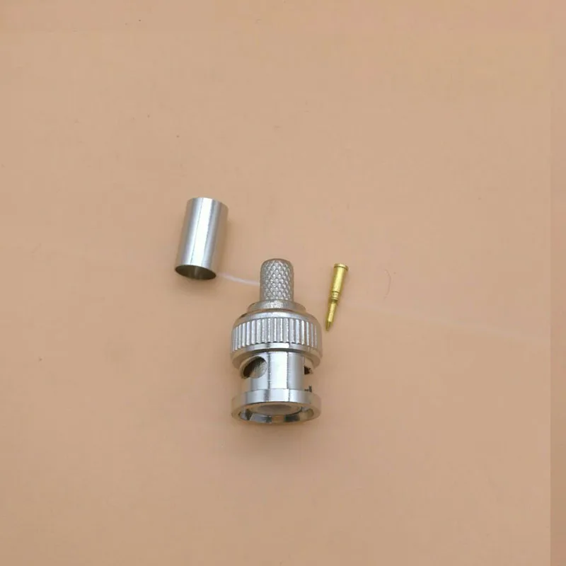 NOVOXY 100PCS/Lot BNC male crimp plug for 75-4 RG59 coaxial cable, RG59 BNC Connector 3-piece crimp connector plugs RG59