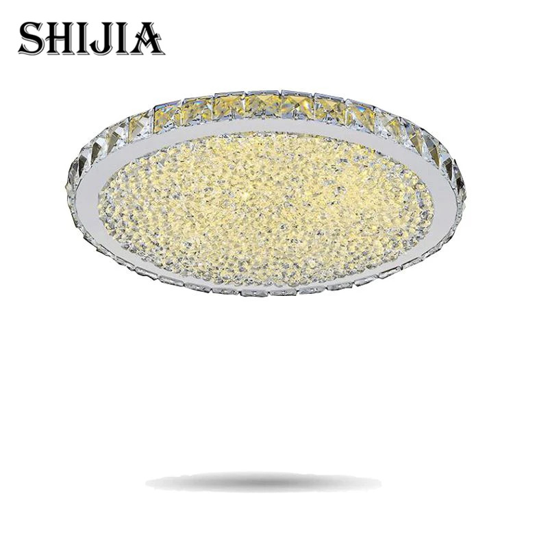 Us 90 3 30 Off Luxury Led Flush Mount Round Crystal Ceiling Lights Fixture For Living Room Led Wireless Kitchen Ceiling Plafond Lamp In Ceiling