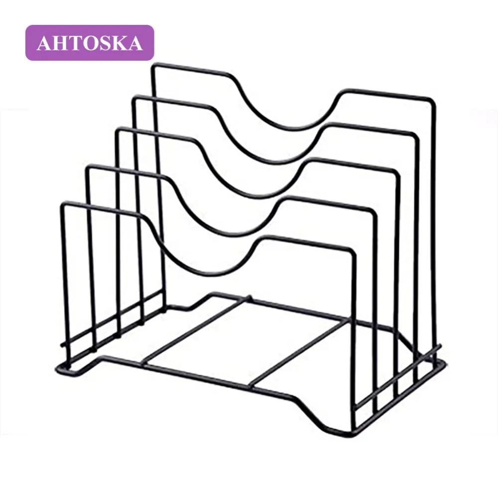 

AHTOSKA Stainless Steel bookshelf Iron plate rack Pot Lid Rack Cutting Board Stand Pan Cover Storage Shelf Kitchen Accessories