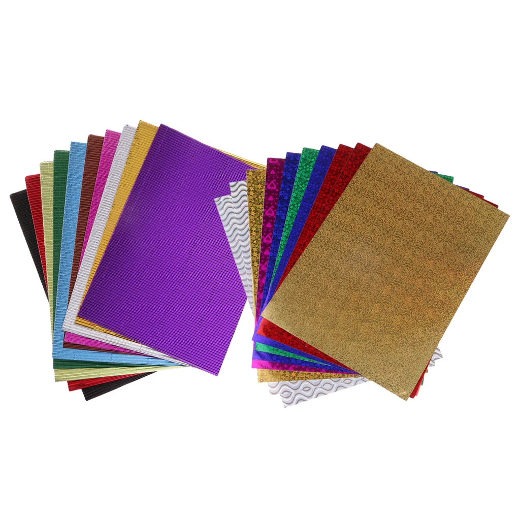 20 Pieces Origami Paper Mixed Style Art Crafts Paper -Corrugated Paper Crafts +Self Adhesive Sheets DIY Paper Toys Accessory
