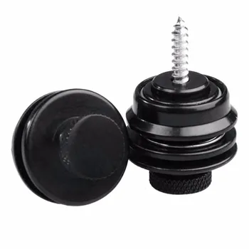 

2pcs Guitar Strap Buttons Schaller Style For Guitar Bass Parts Round Head Spiral Grain Black/Silver Non-slip Locks Belt Buckle