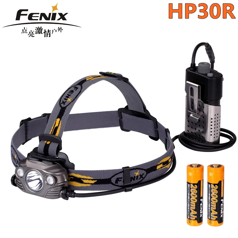 2018 New Fenix HP30R Cree XM-L2 and XP-G2 R5 LED 1750 lumens Headlamp with two Fenix ARB-L18-2600 batteries 2018 New Fenix HP30R Cree XM-L2 and XP-G2 R5 LED 1750 lumens Headlamp with two Fenix ARB-L18-2600 batteries