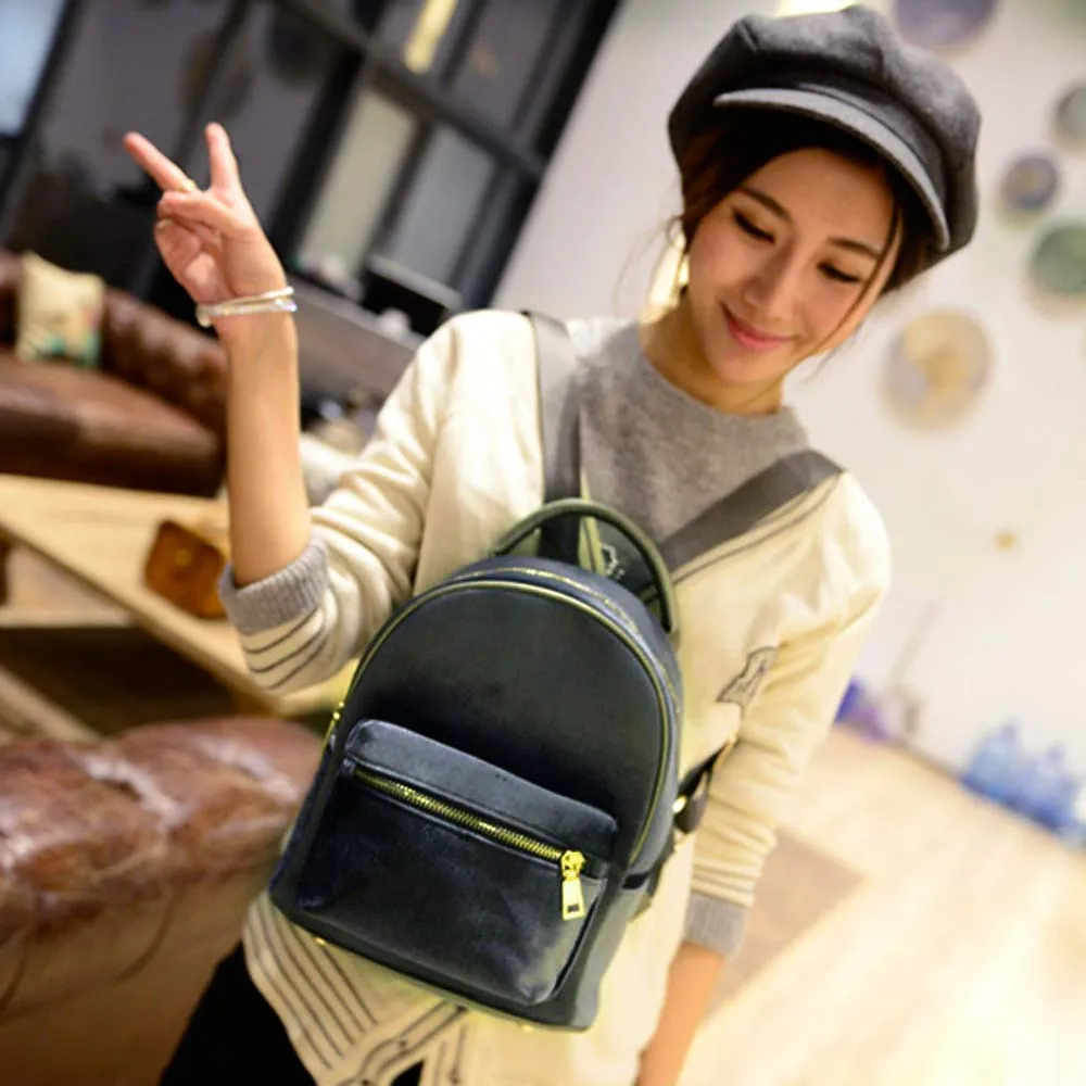 Women Gold Velvet Satchel Shoulder Backpack School Rucksack Bags Travel Fashion 