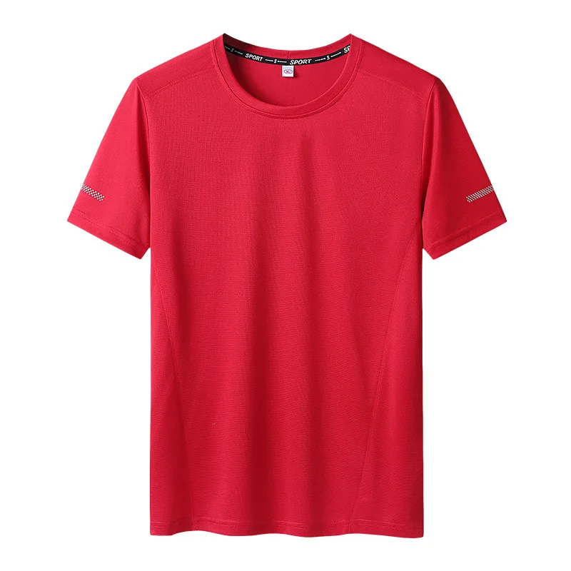 Летние мужские быстросохнущие футболки для кемпинга, походов, тройников, альпинизма, фитнеса, спорта, белые футболки для бега, велоспорта, топы большого размера - Цвет: Red