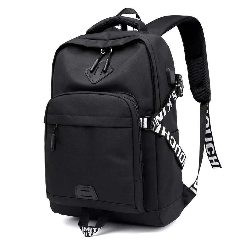 Мужской рюкзак для ноутбука, USB рюкзаки с зарядным устройством для подростков, школьная сумка для пары, рюкзак для путешествий, рюкзак Sac A Dos Mochila - Цвет: black