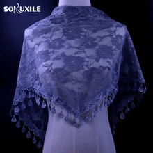 SOKUXILE женский шарф для девочек треугольная кружевная вуаль серый
