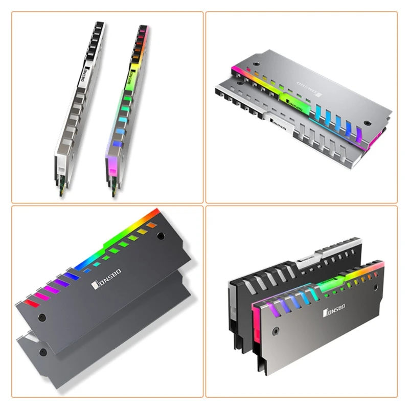 

2pcs Memory Heat Sink RAM Cooling Vest Automatic Color Light Radiator Aluminum
