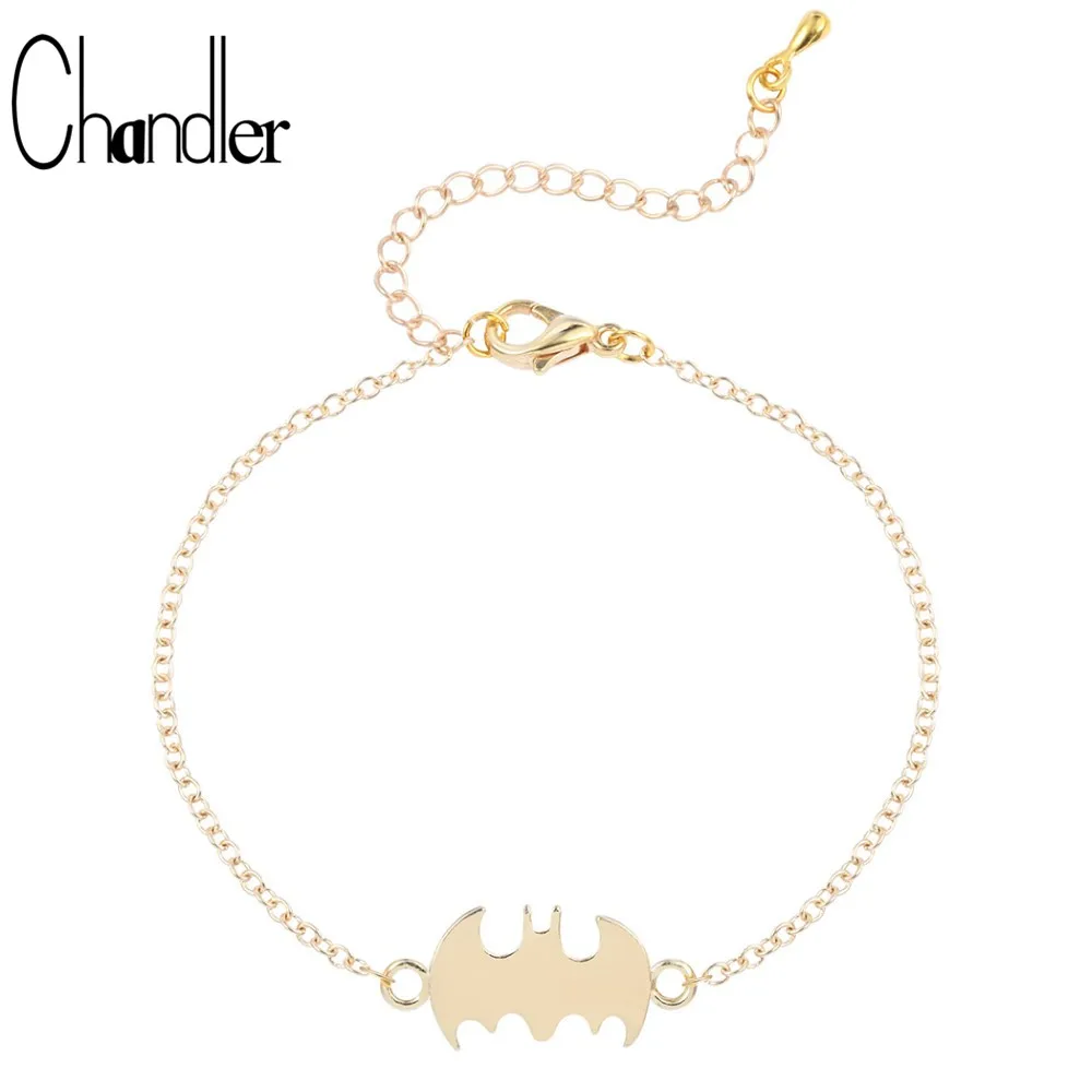 Chandler Punk Boho Batman Bracelet & Bangle Super Hero Halloween Bling Pulseras Masculina Silver Gold Color Plated Chian Jewelry