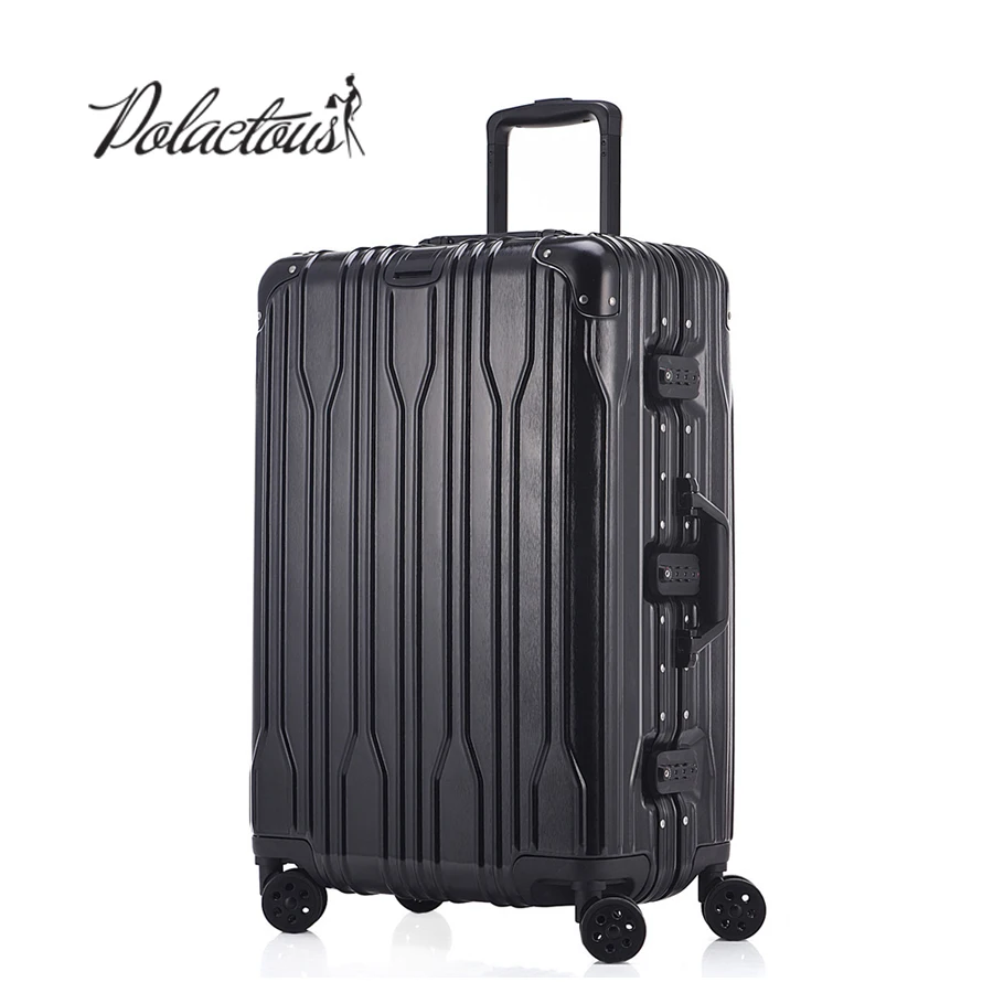 

20 "24" 26 "28" Aluminum frame and rods and PC TSA scratches travel trolley case rolling luggage suitcase with wheels