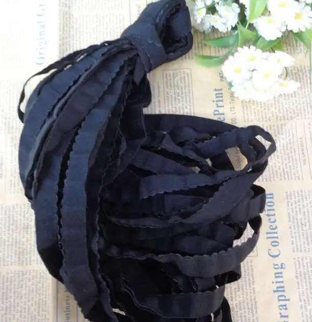 

10 Meters High Qualtiy 1.5cm Width Black Stretchy Lace Trim Double Layers Craft Garment Accessories Elastic Lace Fabric