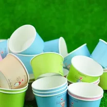 180 МЛ Толстый mix 4 Цветов Бумаги Мороженое Чашки без Крышки Одноразовые Десерт Торт Кубок Чаша Эко-Партия посуда