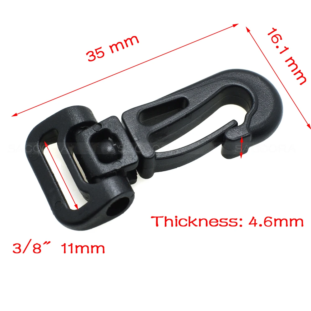 120pcs/pack Pack 7/16"(11mm) bing Plastic Swivel Snap Hooks for Bag Belts Strapsin Buckles