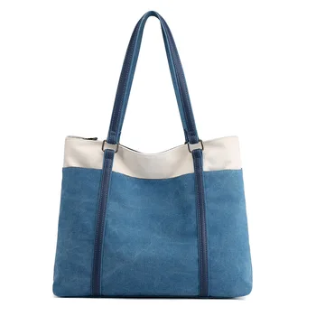 

2019 Patchwork Women Canvas Bag Leisure Ladies Handbag Large Capacity Women Shoulder Bag Brand Designer Female Tote Bag