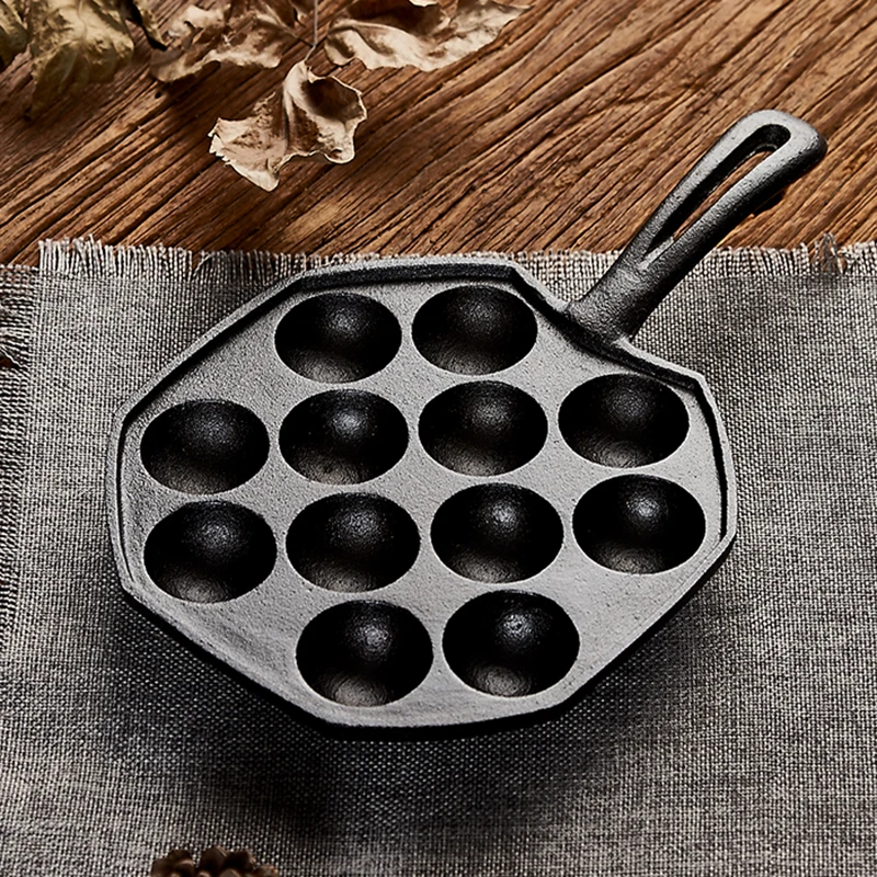 Japanese cast iron pan takoyaki egg mold coating non stick pot stone