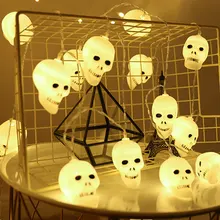 1,5 м/3 м светодиодный череп светодиодный светящиеся гирлянды Батарея управляемая хэллоуин гирлянды на свадьбу, на День святого Валентина, украшения