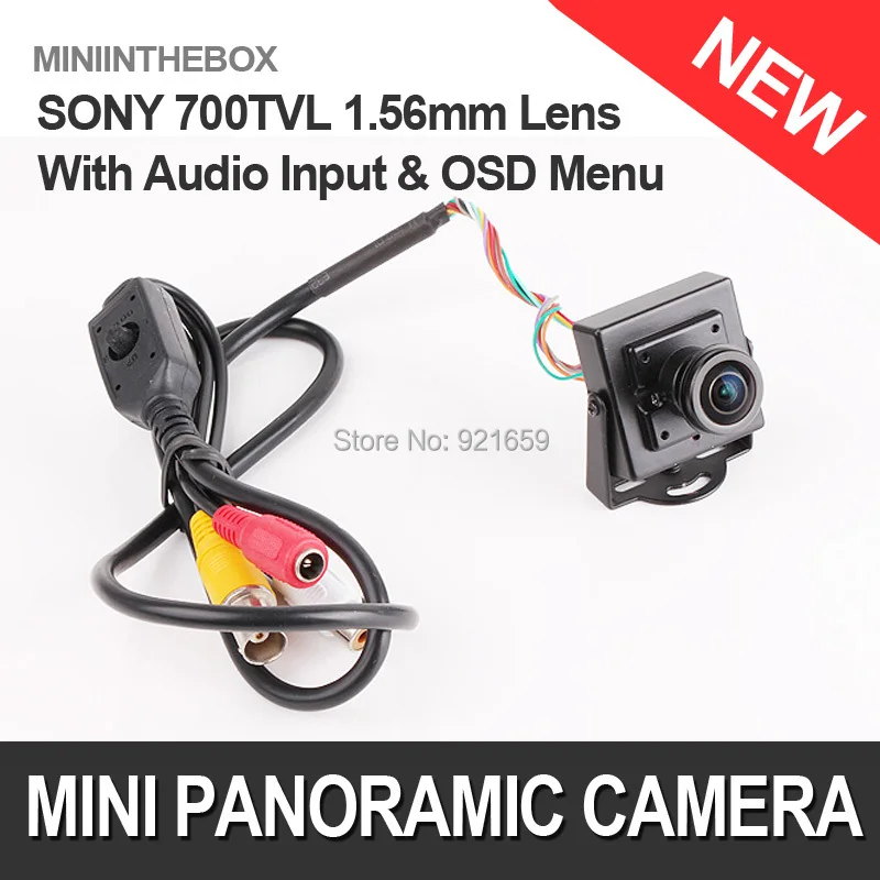 Mini panoramic camera HD 1/3" Sony 960H CCD Effio-e 700TVL audio Mic OSD Menu 0.001LUX with FishEye MTV 1.56mm Lens 180 Degree