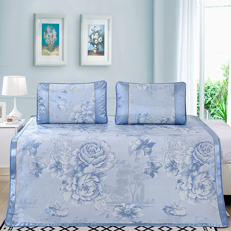 

New summer ice cold feeling bed sheet Ventilation Peony Rose Jacquard weave Sheets and pillowcase Home Textile Non-slip