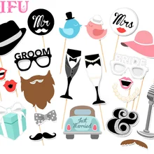 QIFU Photo Booth Реквизит свадебные реквизит для фотографий Mr Mrs Свадебные украшения команда невесты просто замужем Выпускной Babyshower