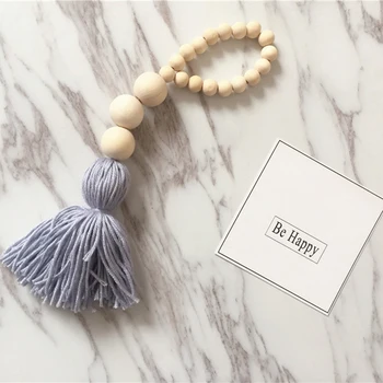 

Wall Hanging Wooden Beads Garland Farmhouse Tassle Prayer Beads Children Bedroom Decorations