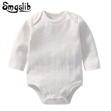 Одежда для новорожденных; Одежда для младенцев; Однотонный белый комбинезон для маленьких девочек и мальчиков; комбинезон для малышей; маленький хлопковый костюм для малышей