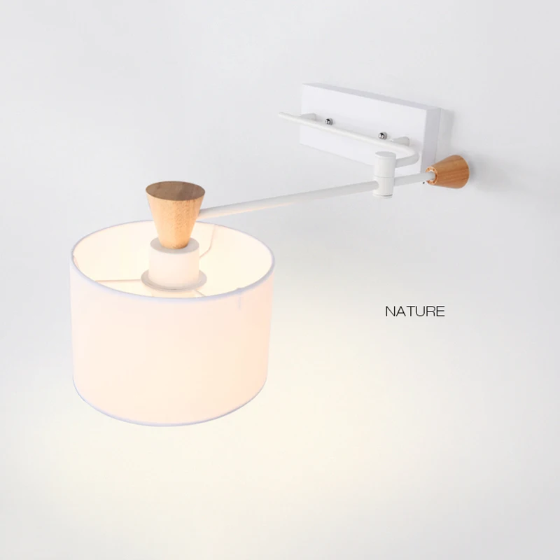 

Modern brief bedside wall lamps Living room bedroom corridor adjustable wall lights fixtures fabric lampshade free shipping