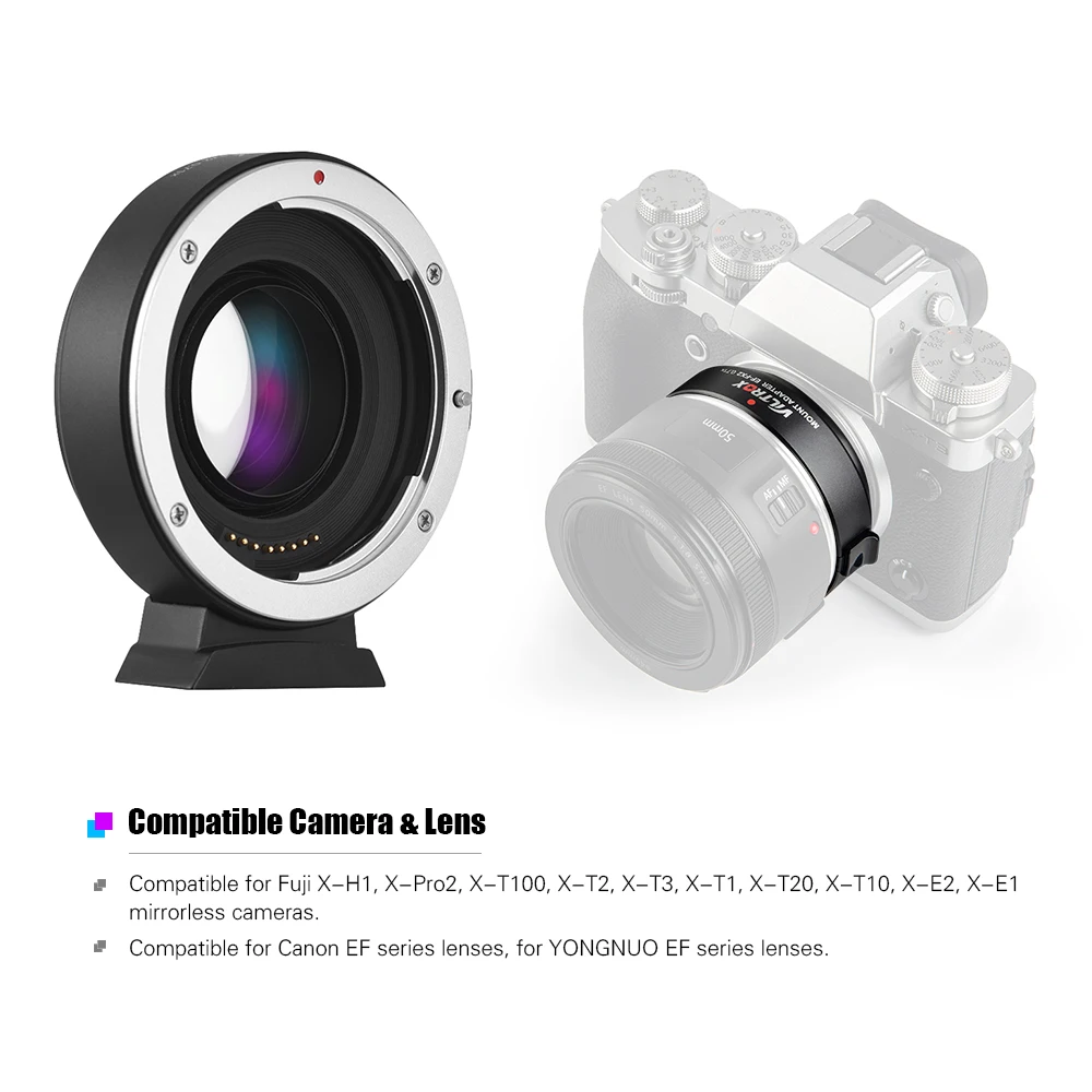 Viltrox EF-FX2 Авто фокус объектив крепление адаптер кольцо 0.71X фокусное отверстие для Canon EF/EF-S объектив для Fuji X-Mount беззеркальных камер