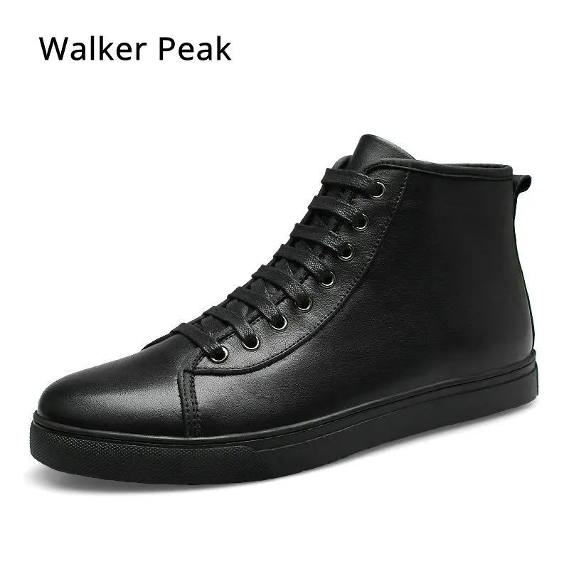 Genuine Leather Ankle Boots for men Business Chukka Mens Boots High Top Casual Shoes Outdoor Mens Winter Shoes Male Walker Peak