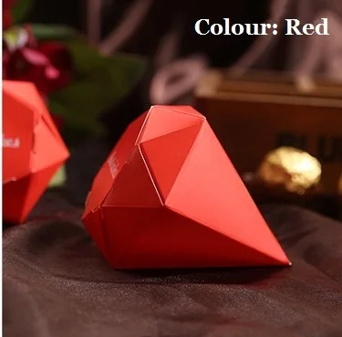 Образец 10 шт., украшение для дня рождения, коробка для конфет, свадебный подарок, серебряная, золотая, бриллиантовая форма, подарочная коробка - Цвет: Красный