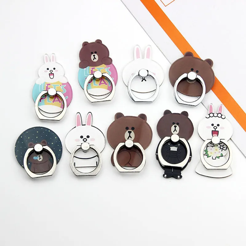 

2018 New Design 1 Piece High Quality ABS Mobile Phone Holder Ring Cute Cartoon Bear Bunny Smartphone Finger Ring Holder Stand