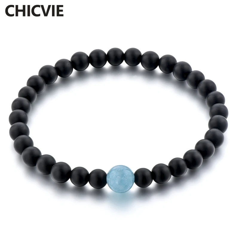 

CHICVIE Light blue Men Natural Stone Charms Distance Bracelets & Bangles Bead For Women Jewelry Making custom Bracelet SBR180057