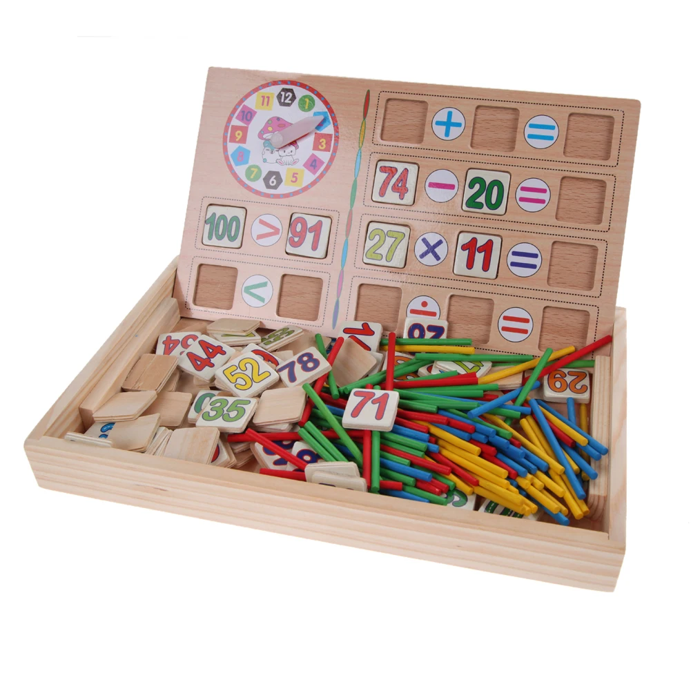 Baby Number Counting Math Toys Baby Early Montessori Educational Toys Mathematical Develop Math Wooden Toy Box Set Gift for Kids