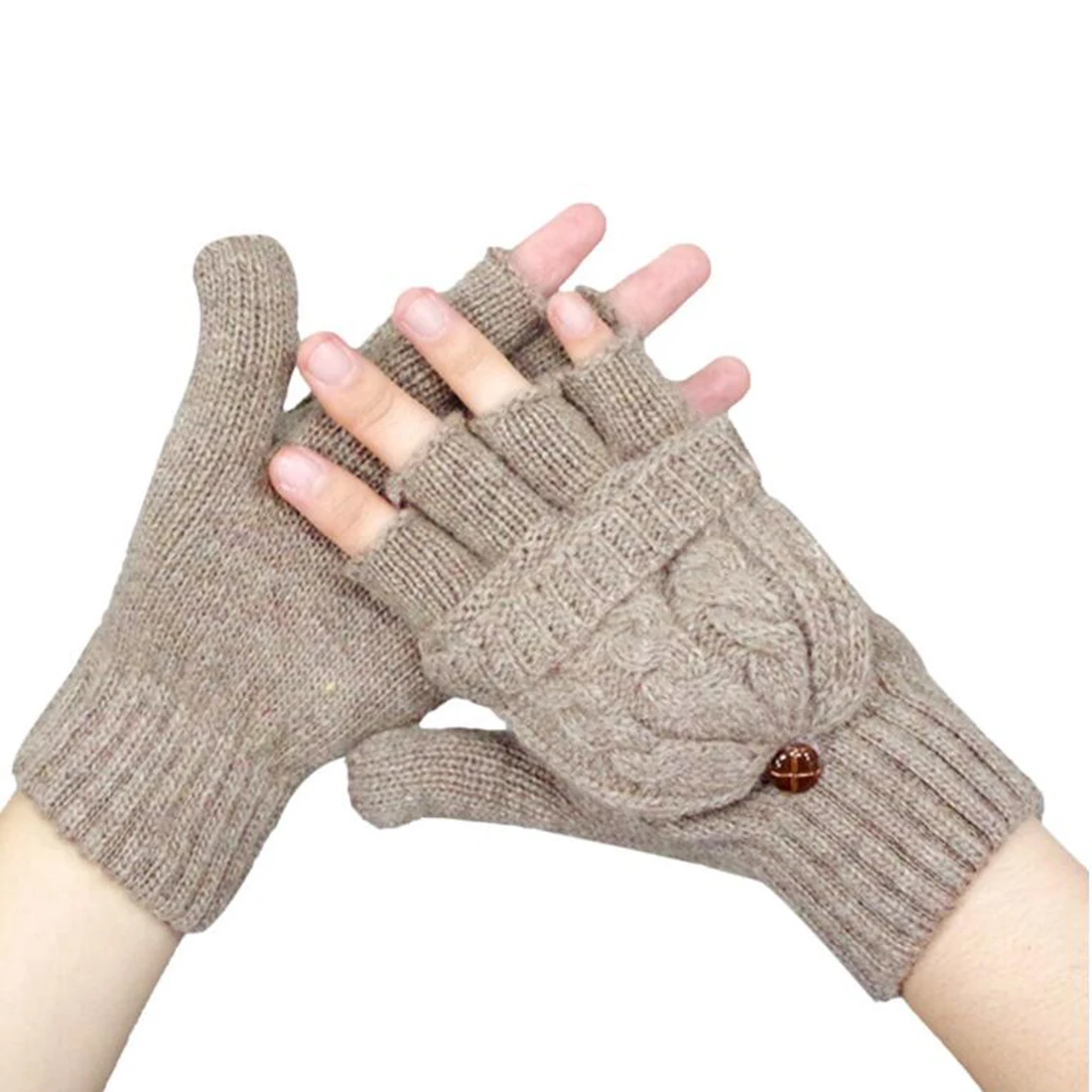 Зимние перчатки Для женщин варежки теплые перчатки без пальцев для девочек Шерсть открытые палец перчатки зимние женские варежки перчатки