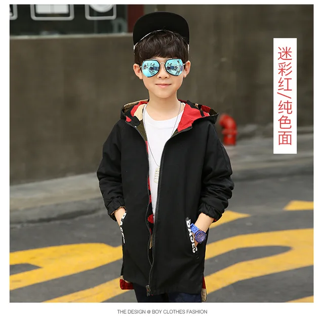 Boy Hoodies Children Double-side Wear Parka Spring Teenager Boys Camouflage Jacket Outwear Kids Coat  Baby Boys Clothing 6
