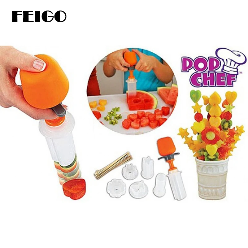 

FEIGO New 6 Shapes Set DIY Vegetable Fruit Carving Gadget Food Cutter Fruit Salad Carve Mold Kitchen Cake Decoration Tools F311