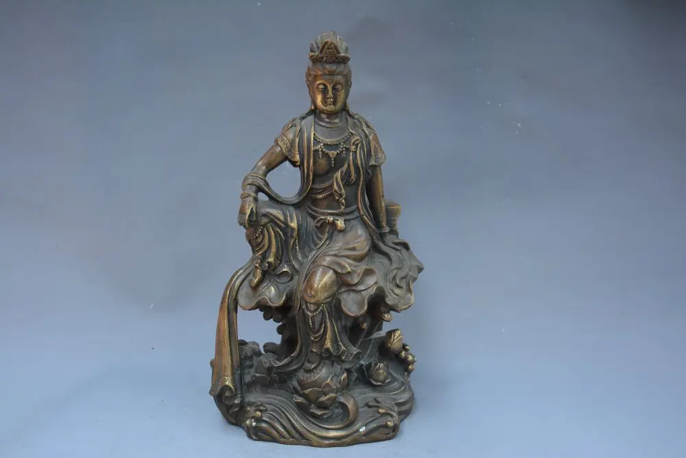 

Rare Old Qing Dynasty brass statue,Chinese East Liberty Goddess, free shipping