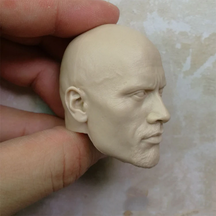 Неокрашенная голова Dwayne Johnson в масштабе 1/6 самодельная резьба по голове Форсаж