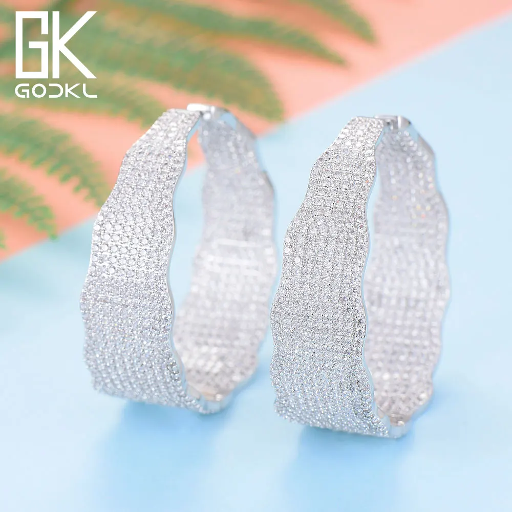 

GODKI Luxury Geometric Cubic Zirconia Statement Big Hoop Earrings For Women Wedding DUBAI Bridal Round Circle Hoop Earrings 2018