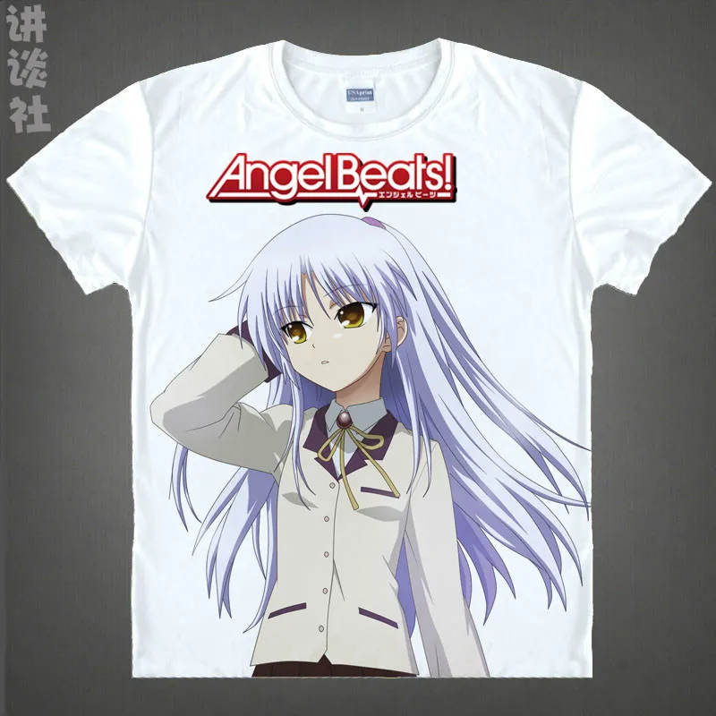 Angel Beats аниме футболка yuzru Otonashi хлопок канадэ Тачибана одежда для косплея на