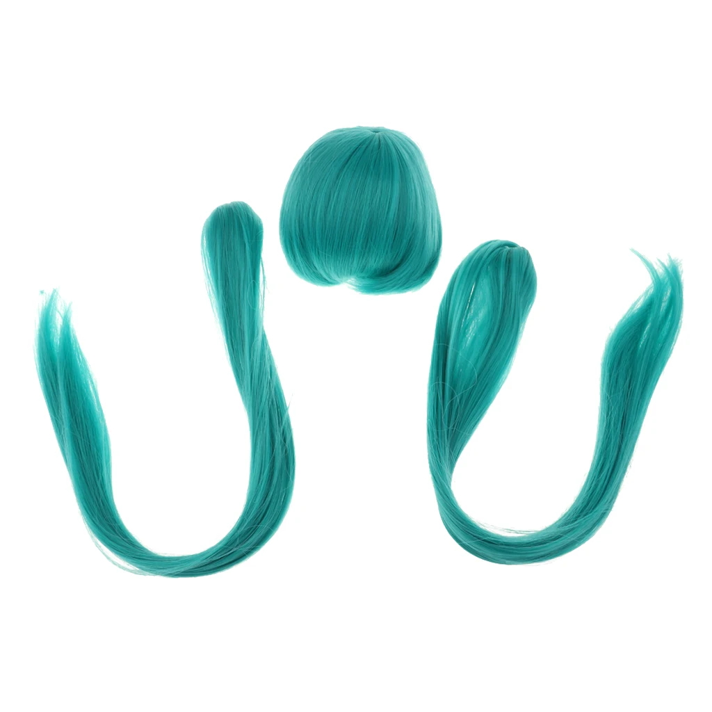 1/3 BJD Doll Synthetic Short Straight Wig with Ponytail for Night Lolita Doll Wig Hair Accessories Green